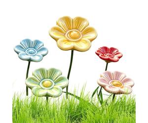 Ceramic Bee and Butterfly Watering Station Includes Five Flower-Shaped Piec