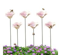 Ceramic Bee Water Feeder Flower Bird Bath Outdoor Garden Water Dish | Bee Drinking Station | 6 Pieces Ceramic Flower Shaped Bird Bath | Bee Water Feeder | for Butterfly Bird Feeding Garden Patio