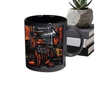 Ceramic Beverage Cup - 9.5x8cm Microwave Safe Dishwasher Proof Toolbox Design Comfortable Handle | Hot Cold Drinks Tea Coffee Milk Juice Versatile Home Camping Dorm Hotel Apartment Use Essenti