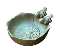 Ceramic Bird Bath Bowl, Outdoor Ground Feeder, Garden Art Decor, Weather Resistant Handcrafted Design for Birds Butterflies Squirrels Yard Use, 6.3x6.3x3.15 inches