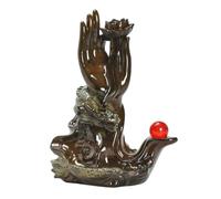 Ceramic Buddha's Hand Incense Burner Zen Inspiration Incense Stick Holder Auspicious Dragon Lotus Flower Backflow Incense Burner Temple Decoration (C) (A)