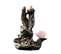 Ceramic Buddha's Hand Incense Burner Zen Inspiration Incense Stick Holder Auspicious Dragon Lotus Flower Backflow Incense Burner Temple Decoration (C) (C)