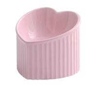 Ceramic Cat Bowl - Inclined Feeding Dish, Elevated Heart Shape Design