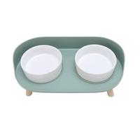 Ceramic Cat Bowls with Stand Elevated Raised Pet Food Water Bowl Set Splash Proof Stable Design for Cats Dogs Small Pets Double Bowls Ceramic Material