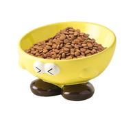 Ceramic Cat Feeder, Raised Pet Feeding Dish with Slanted Design, Cute Expression Pattern Food Or Water Bowls for Small and Medium Animals, Ideal for Pet Dining, 5.71x3.86x2.68 in