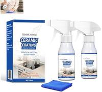 Ceramic Coating Spray For Home, Ceramic Coating For Home Surface Protector Spray, Multi-Surface Quick Tech Shield & High Gloss Sealer, Fast-Drying, for Stove Top, Mirror, Porcelain (2 Pcs)