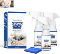 Ceramic Coating Spray For Home, Ceramic Coating For Home Surface Protector Spray, Multi-Surface Quick Tech Shield & High Gloss Sealer, Fast-Drying, for Stove Top, Mirror, Porcelain (3 Pcs)