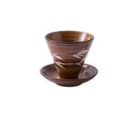 Ceramic Coffee Cup Creative And Saucer Set Tableware Retro Coarse Pottery Latte Gift Box Household Goods(Bamboo Shadow)