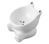 Ceramic Elevated Cat Bowl - Feeding Dish, with Non Slip Stable Base, Raised Pet Food Accessory | for Kitten Puppy Apartment City Living Travel Daily Comfort Use Elevated Bowl, Kitten Feeder