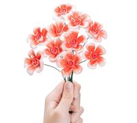 Ceramic Flowers Bouquest Artificial Flower Handmade Ceramic Flowers Simulated Bouquet Floral Decorations Creative Gifts for Floral Arrangements Home Decor (Red, Five-petaled flower-10 stems)