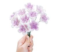 Ceramic Flowers Bouquest Artificial Flower Handmade Ceramic Flowers Simulated Bouquet Floral Decorations Creative Gifts for Floral Arrangements Home Decor (Purple, Five-petaled flower-10 stems)