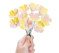 Ceramic Flowers Bouquest Artificial Flower Handmade Ceramic Flowers Simulated Bouquet Floral Decorations Creative Gifts for Floral Arrangements Home Decor (Pink-Yellow, Gradient flowers-10 stems)