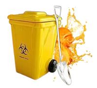 Ceramic Funny Mug - Trash Can Novelty Mugs, 400ml Hot Chocolate Mugs with Comfort Handle, Lid and Spoon, Drinking Mug for Afternoon Tea, Drinking Cup, Decorative Cup for Home Office, Travel Camping