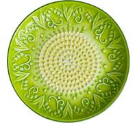 Ceramic Garlic Grater Plate - Handcrafted Ceramic Grating Plate & Grinder Bowl - Decorative Food Mincer for Ginger, Tomato, Onion & Cheese Dish (Green)
