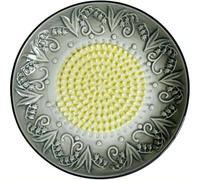 Ceramic Garlic Grater Plate - Handcrafted Ceramic Grating Plate & Grinder Bowl - Decorative Food Mincer for Ginger, Tomato, Onion & Cheese Dish (Grey)
