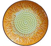 Ceramic Garlic Grater Plate - Handcrafted Ceramic Grating Plate & Grinder Bowl - Decorative Food Mincer for Ginger, Tomato, Onion & Cheese Dish (Orange)