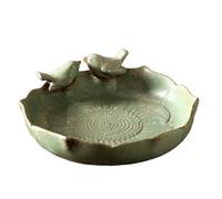 Ceramic Ground Bird Bath Bowl | 10 pouces Shallow Water Dish | Garden Patio Deck Wildlife Feeder | Outdoor Lawn Desktop Plant Holder Planter