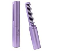 Ceramic Hair Dressing Comb Smooth, Frizz-Free Hair | Dual Purpose as Straightener and Curling Comb , Lightweight Carry for Handbag Storage and Busy Commute (Purple)