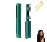 Ceramic Hairdressing Comb, Frizz-Free Hair Anytime, Cedar and Ash Ceramic Hairdressing Comb, 2 - in-1 Mini Cordless Portable Travel Curling Iron (Green)
