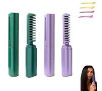 Ceramic Hairdressing Comb, Frizz-Free Hair Anytime, Cedar and Ash Ceramic Hairdressing Comb, 2 - in-1 Mini Cordless Portable Travel Curling Iron (Green+Purple)