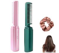 Ceramic Hairdressing Comb Smooth, Frizz-Free Hair Anytime, Anywhere, Cedar and Ash Ceramic Hairdressing Comb Straightener 3 Heat Settings, USB Rechargeable, Cordless Fast Heat (2PCS-C)