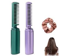 Ceramic Hairdressing Comb Smooth, Frizz-Free Hair Anytime, Anywhere, Cedar and Ash Ceramic Hairdressing Comb Straightener 3 Heat Settings, USB Rechargeable, Cordless Fast Heat (2PCS-B)