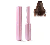 Ceramic Hairdressing Comb Smooth, USB Rechargeable Ceramic Hot Combs with 3 Heat Settings, Travel-Friendly Design for Smooth & Frizz-Free Hair Styling, Hair Dressing Comb for Women (Pink)