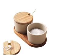 Ceramic Kitchen Seasoning Jars Set - Salt, Pepper, and MSG Containers 2pcs