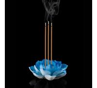 Ceramic Lotus Incense Burner Stick Holder Line Incense Plate with 3 Holes Teahouse Yoga Studios Decorations () (Blue)