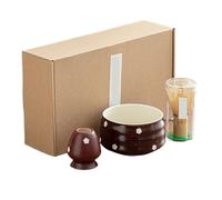 Ceramic Matcha Bowl Set Brushd Tea Table Accessories pour préparer le petit-déjeuner/matcha latte(Red)
