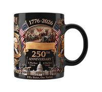 Ceramic Mug - American 250th Patriotic Drinkware for Kitchen | 450ml Large Coffee Cup with Classic Handle & Bold Design for Tea Milk Cappuccino Juice Water Office Birthday Party Men Women Celebration