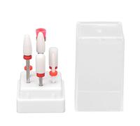 Ceramic Nail Grinding Head Holder, 7 Holes Pedi Bits Holder Set, Transparent Storag with 7pcs Nail Drill Bits for Nail Sha, Polishing and Sculpting