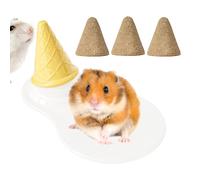 Ceramic Pet Cooling Mat - hamster bed with cone-shaped chew toy | teething sticks sleeping pad for small pets, perfect for chinchillas mice hedgehogs, comfortable pet bedding and chewing accessory