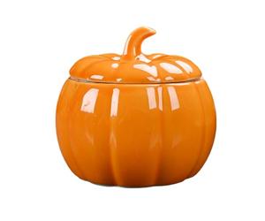Ceramic Pumpkin Jar, Cookie Jar Figurine, Airtight Storage Design, Halloween Treat Container, Fall Decoration Canister for Home, Dorm, Bedroom, Living Room, Apartment, Kitchen Use, 4.61x4.33 inches