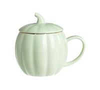 Ceramic Pumpkin Mug with Lid - Heat Resistant Coffee Cup | Lidded Teacup for Hot Beverages, Milk, Juice, Latte, Cappuccino, Travel, Office Desk, Kitchen, Living Room, Bedroom, Dining Table