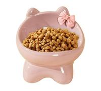 Ceramic Raised Cat Bowl | Raised Pet Bowl | Pet Feeding Dish | Cute Pet Raised Bowl | 15degree Tilted Pet Cat Food Bowl | Non-Slip Kitten Shape Pet Feeding Bowl for Indoor Cat Small Dog Kitten
