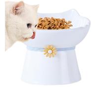 Ceramic Raised Cat Bowls, Elevated Cat Food Dish with Tilt, No Slip Cat Feeding Station, Anti Vomit Indoor Cats Dining Accessories 5,63 x 3,7 x 5,04" for Indoor Cats, Kittens