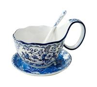 Ceramic Soup Bowls - 500ml Hand-Painted Floral Decorative Microwavable