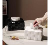 Ceramic Square Textured Tissue Holder A Stylish And Practical Tabletop Decorative Accessory(Bianco)