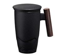 Ceramic Tea Cup Vintage Thermal Mug With Infuser Lid Coffee Mugs Wooden Handle 400ML Personalized Gifts pour Café(Color3)