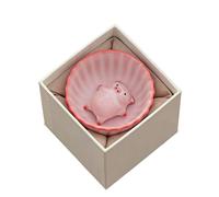 Ceramic Tea Pet Pig Statue, Ceramic Tea Pet Pigs Statue,Little Pig Spit Bubbles Under Bottom, Funny Tea Cup Decor for Tea Table or Home Decor (C*Pig + Teacup)