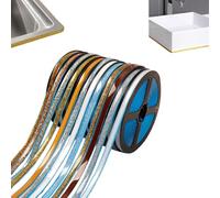 Ceramic Tile Gap Tape Self Adhesive Caulk Strip, Ceramic Tile Gap Tape for Bathtub, Kitchen Sink, Toilet Wall Edge Protection (Rainbow Silver,Flat type)
