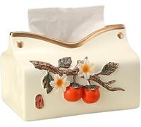 Ceramic Tissue Box Cover With Persimmon Design For Living Room Decor Stylish Home Accessory