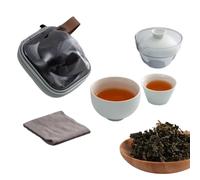 Ceramic Travel Tea Set, Portable Teapot With 2 Cups Towel, Compact Outdoor Set Camping, Vehicle Travel, Picnics, Gift Adults, Includes Carrying Bag, Elegant Design For Tea Lovers