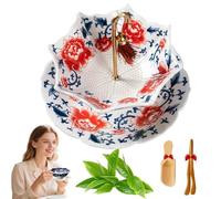 Ceramic Umbrella Tea Strainer for Loose Leaf Tea - Traditional Chinese Porcelain Teas Infuser with Fine Mesh, Decorative Teas Diffuser for Kung Fu Tea＆Coffee Brewing,Gift for TeaLovers (Red)