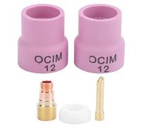 Ceramic Welding Cup Set 12# | 2.4mm Thickness High Temp Tolerance | WP - 17 / WP - 18 / WP - 26 Gas - Cooled Torch | Alumina Material, Chuck, Gas Lens, Spacer