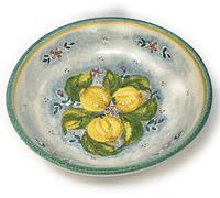 CERAMICHE D'ARTE PARRINI Bol en céramique peint à la main, décoration citrons et fleurs, bord vert et jaune, style méditerranéen