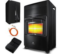 céramique 4200 watts avec régulateur de pression, tuyau de gaz | Cheminée au gaz | Appareil de chauffage a gaz [le noir]