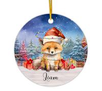 Céramique À Suspendre 7.3CM, Renard Ornement en Céramique Vintage Ornements d'arbre De Noël Personnalisée Pendentifs Décoration pour Home Decor Fête du Nouvel Fête