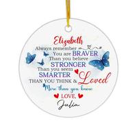 Céramique À Suspendre 7.3CM, Tu ES Plus Courageux Que Tu Ne Le Crois Ornement en Céramique Détachables Ornements d'arbre De Noël Esthétique Boule De Noëls pour Fête du Nouvel Home Decor Fête